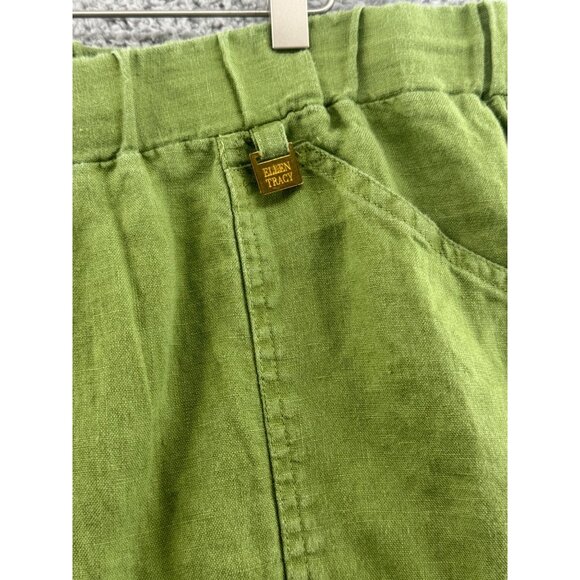 Ellen Tracy Cropped Linen Pants Green Size Large - Picture 5 of 7